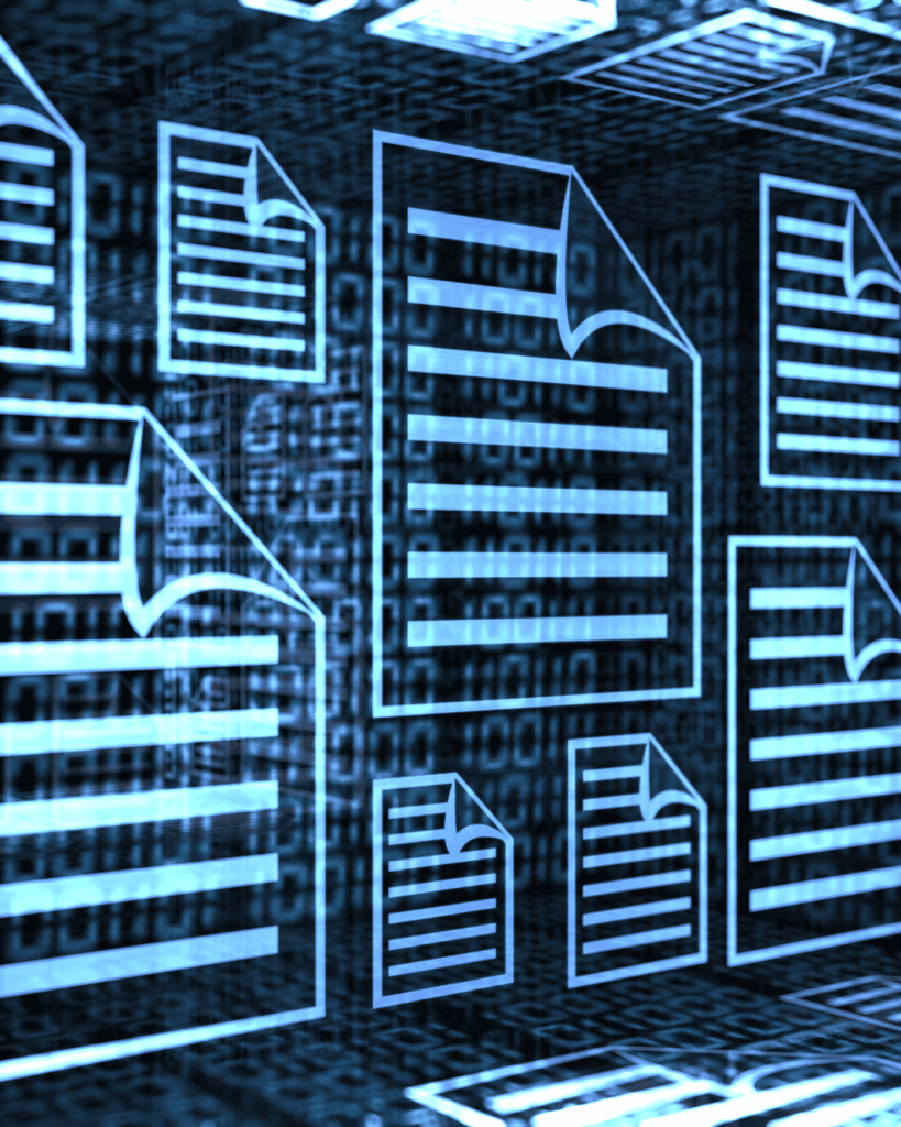 a holographic image of a sheet of paper with lines on it